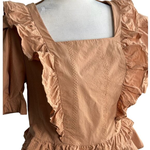 Universal Thread Short Sleeve Peplum Top 100% Cotton Orange Rust Women's Size S - Picture 3 of 10